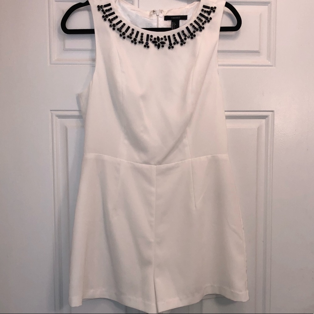 Forever 21- White beaded romper L